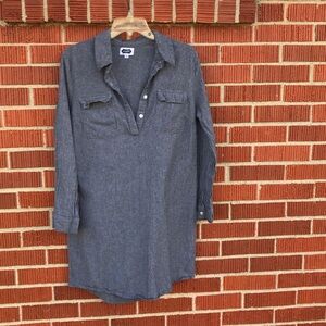 Mud Pie Gray Chambray Midi Shirt Dress